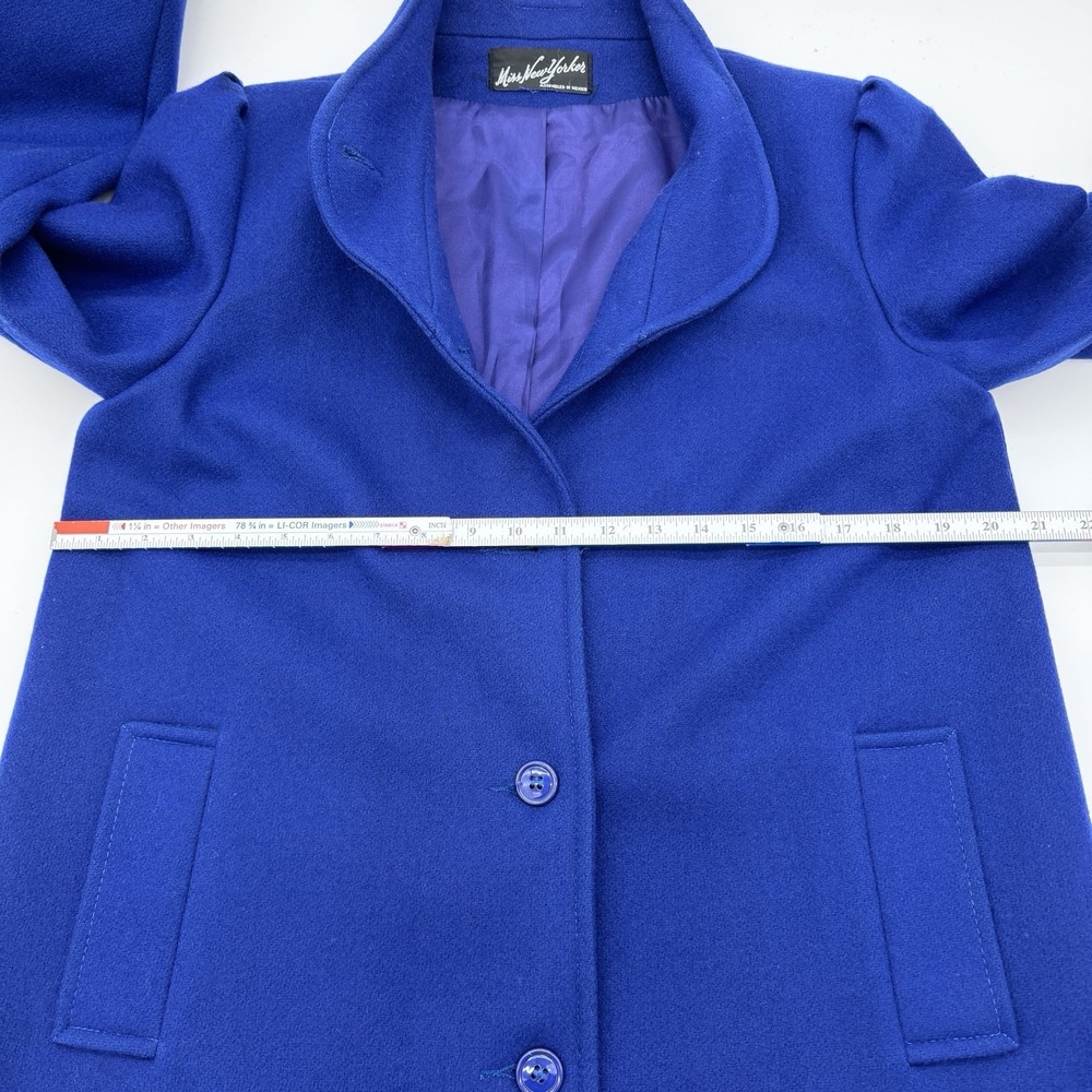 VINTAGE MISS NEW YORKER 60-70's Peacoat Wool Blend Royal Blue Buttons Womens 10 - Picture 9 of 11